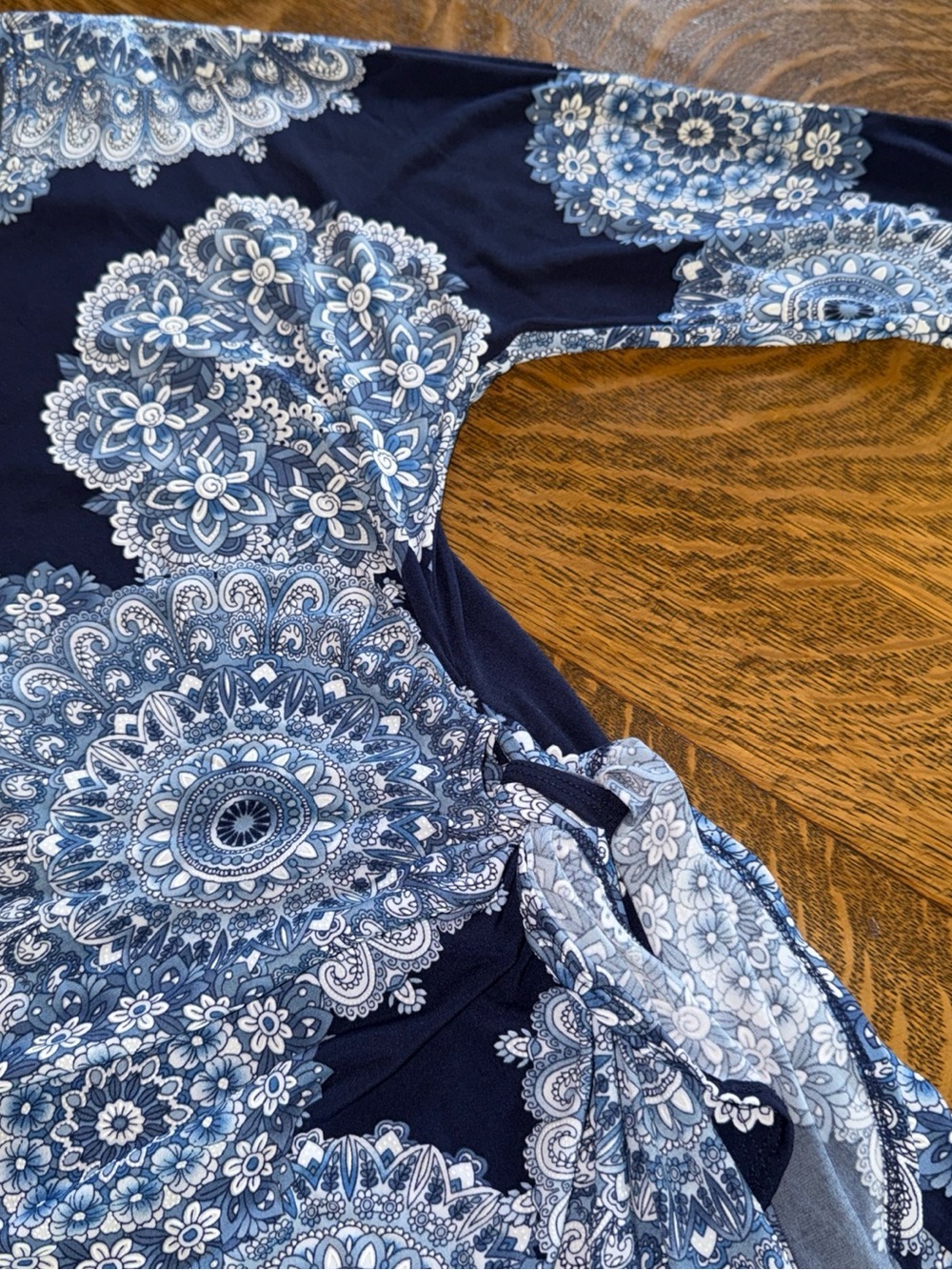 Robbie Bee Light Blue and Navy Floral Accent Dress - Picture 6 of 16